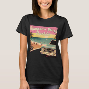 Pompano Beach Retro Beach Vacation Souvenir Florid T-Shirt