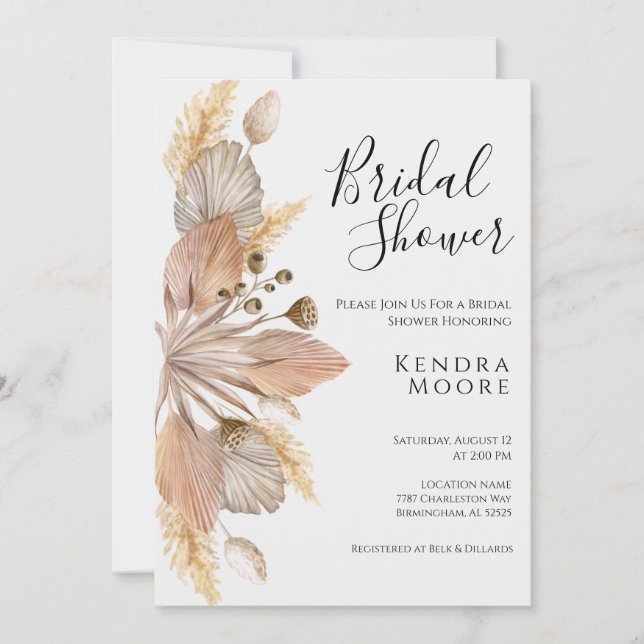 Pompas Grass Bridal Shower Invitation Standard  (Front)