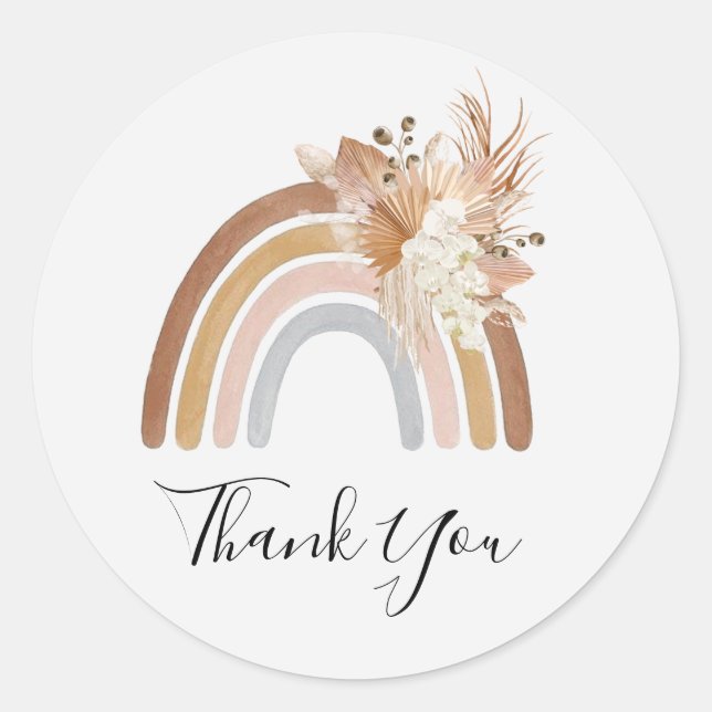 Pompas Grass Rainbow Thank You Sticker (Front)