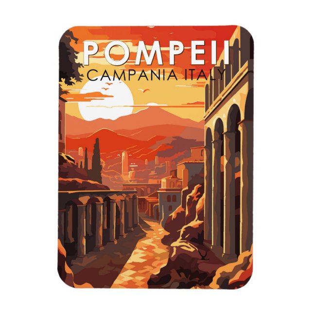 Pompeii Campania Italy Travel Art Vintage Magnet (Vertical)