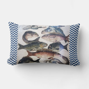 POMPEII COLLECTION / FISHES OCEAN - SEA LIFE SCENE LUMBAR CUSHION