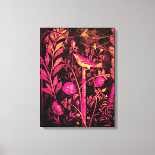 POMPEII COLLECTION NIGHTINGALE WITH ROSES Pink Canvas Print