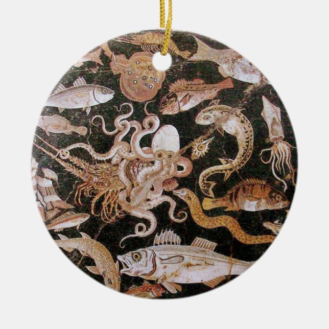 POMPEII COLLECTION / OCEAN - SEA LIFE SCENE CERAMIC TREE DECORATION (Front)