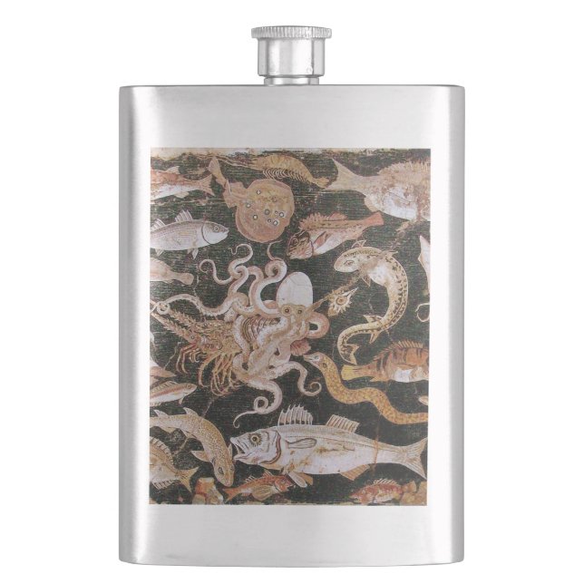 POMPEII COLLECTION / OCEAN - SEA LIFE SCENE HIP FLASK (Front)