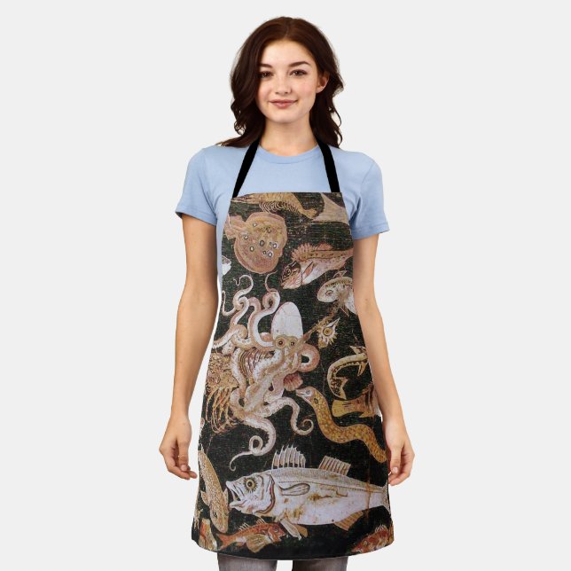 POMPEII COLLECTION,OCEAN - SEA LIFE SCENE Nautical Apron (Worn)