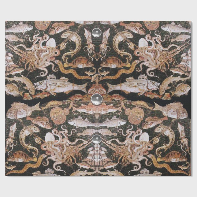 POMPEII COLLECTION /OCEAN -SEA LIFE SCENE Nautical Wrapping Paper (Flat)