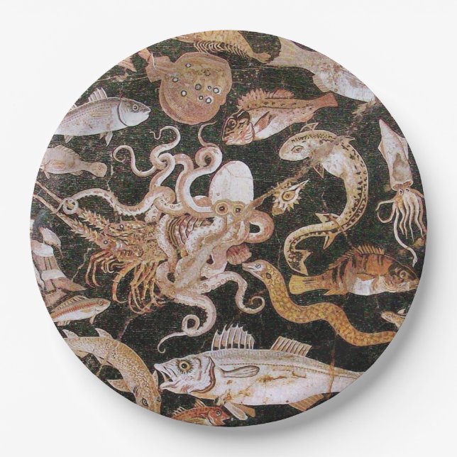 POMPEII COLLECTION / OCEAN - SEA LIFE SCENE  PAPER PLATE (Front)