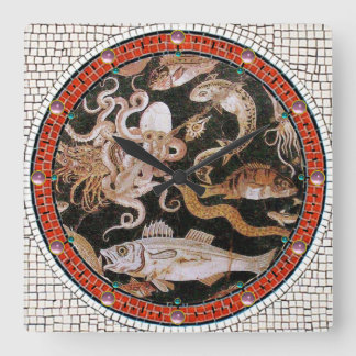 POMPEII COLLECTION / OCEAN - SEA LIFE SCENE SQUARE WALL CLOCK