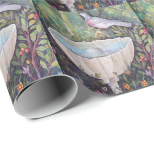 Pompeii Fresco of Pigeon over a Fountain  Wrapping Paper