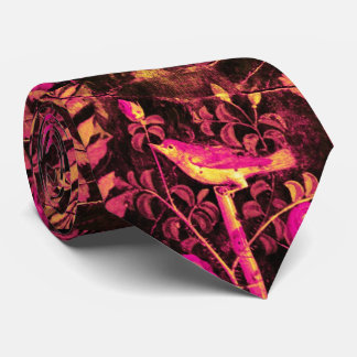 POMPEII GARDEN NIGHTINGALE,PINK ROSES,Yellow Brown Tie