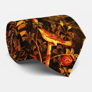 POMPEII GARDEN,NIGHTINGALE,ROSES,Yellow Brown Tie