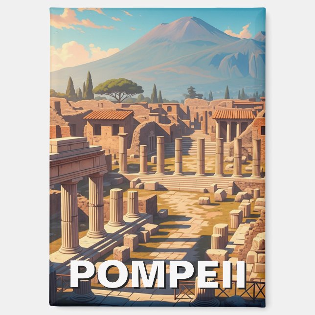 Pompeii Italy Mount Vesuvius Travel Magnet (Front)