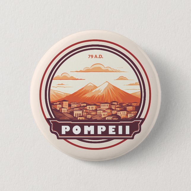 Pompeii Ruins Italy Travel Art Badge (Front)