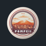 Pompeii Ruins Italy Travel Art Badge<br><div class="desc">Pompeii vector artwork. Once a thriving and sophisticated Roman city,  Pompeii was buried under metres of ash and pumice after the catastrophic eruption of Mount Vesuvius in 79 A.D.</div>