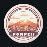 Pompeii Ruins Italy Travel Art Badge Magnet<br><div class="desc">Pompeii vector artwork. Once a thriving and sophisticated Roman city,  Pompeii was buried under metres of ash and pumice after the catastrophic eruption of Mount Vesuvius in 79 A.D.</div>