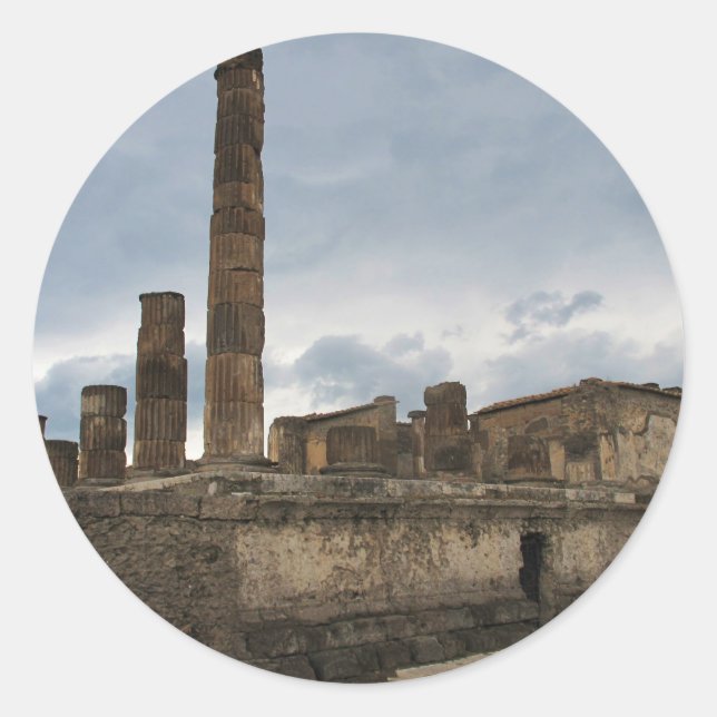 Pompeii - The remaining columns of ancient temple Classic Round Sticker (Front)