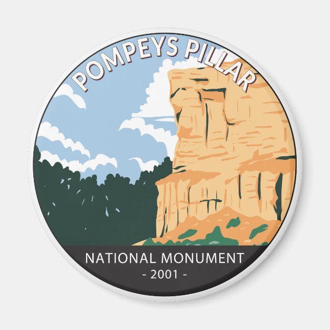 Pompeys Pillar National Monument Montana Vintage Magnet (Front)