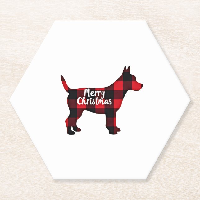 Pomsky Christmas Dog Mom Dad Plaid Gift T-Shirt (1 Paper Coaster (Front)