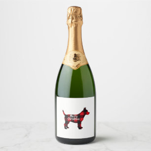 Pomsky Christmas Dog Mom Dad Plaid Gift T-Shirt (1 Sparkling Wine Label