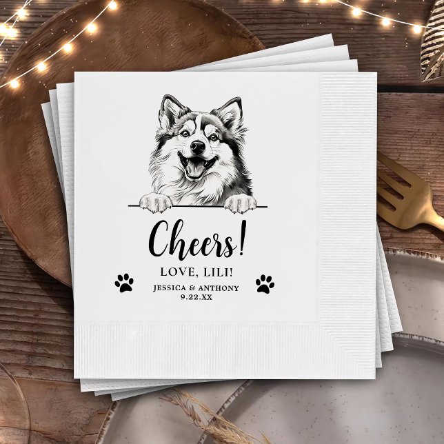 Pomsky Dog Dog Personalised Cheers Napkin (Creator Uploaded)