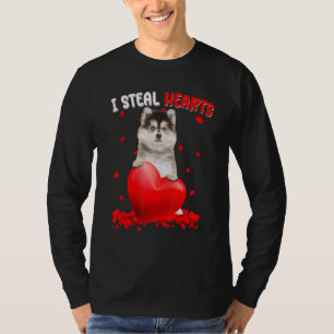 Pomsky Dog I Steal Hearts Cute Valentine Day Women T-Shirt
