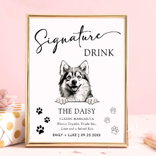 Pomsky Dog Wedding Signature Drink Sign