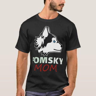 Pomsky For Mum Funny dog Pomsky lovers Funny Illus T-Shirt