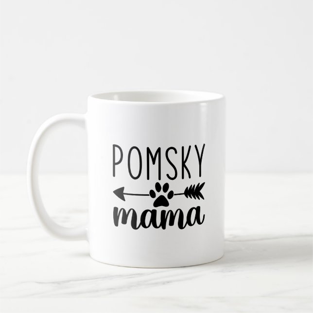 Pomsky Mama Funny Pomsky Dog Mum Coffee Mug (Left)
