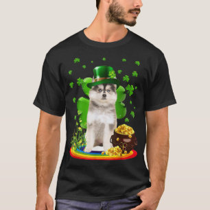 Pomsky St Patricks Day Lover Irish Shamrock Dog Lo T-Shirt