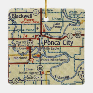 Ponca City OK  Map Ceramic Ornament