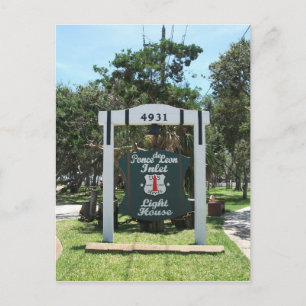 Ponce de Leon Inlet Light Entrance Sign, Florida Postcard