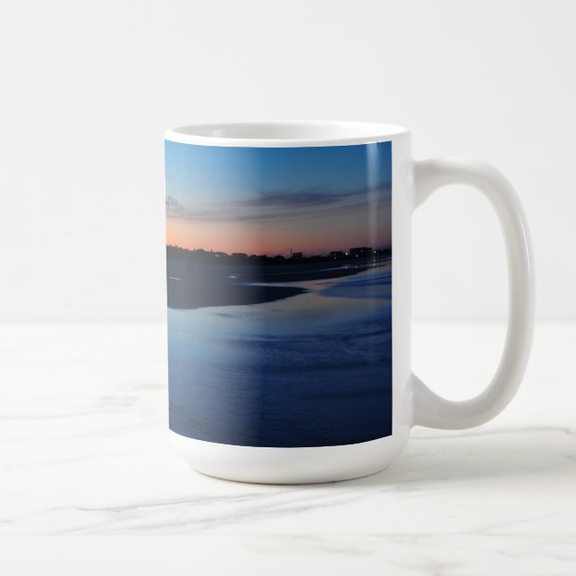 Ponce Inlet Beach Jetty 3 Birds Blue Mug (Right)
