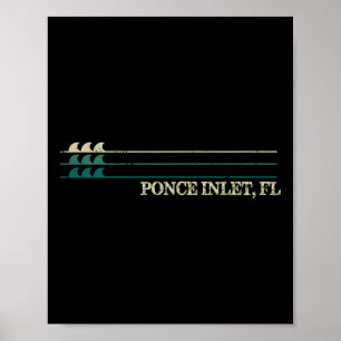 Ponce Inlet Florida Break Surfing Retro Wave Poster