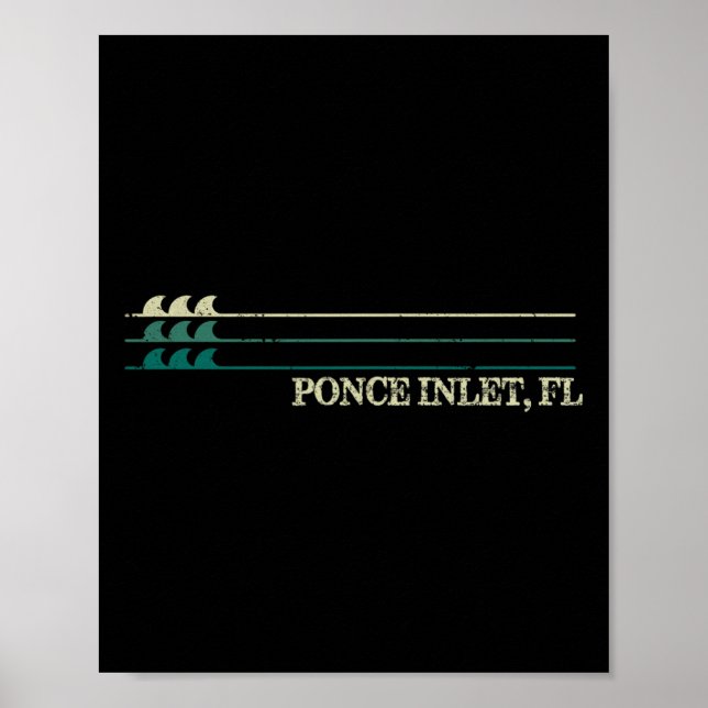 Ponce Inlet Florida Break Surfing Retro Wave  Poster (Front)