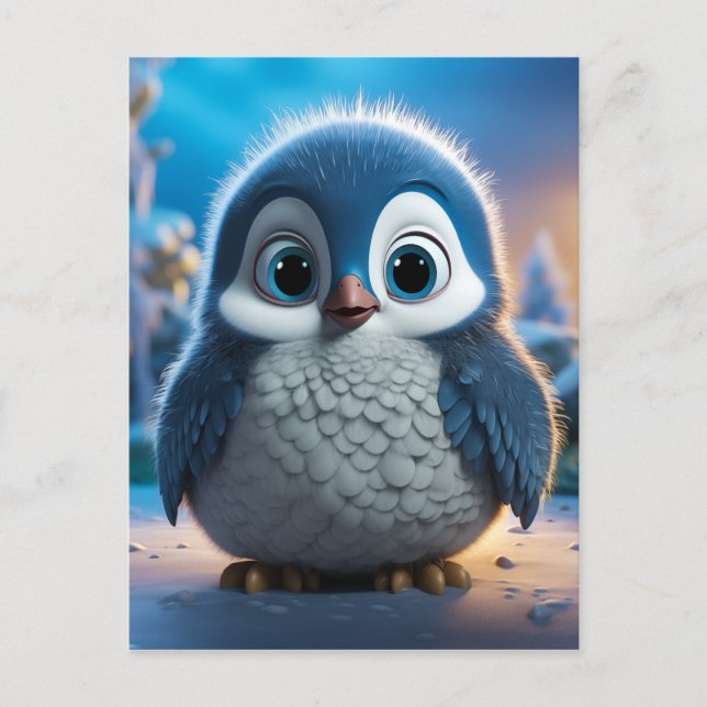 Poncho - A smooth baby penguin Holiday Postcard (Front)