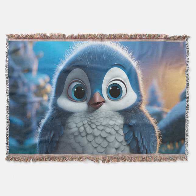 Poncho - A smooth baby penguin Throw Blanket (Front)