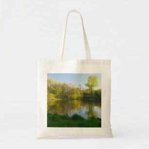 Pond and Lush Forest of Battle Creek Park Tote Bag
