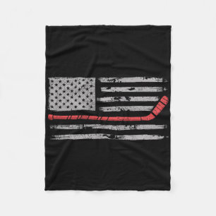 Pond Hockey American Flag Shinney Fleece Blanket