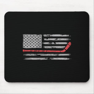Pond Hockey American Flag Shinney Mouse Pad