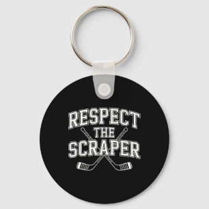 Pond Hockey Player Respect The Scraper Shinny Key Ring