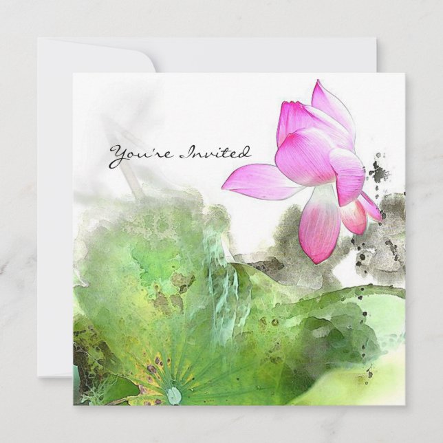 POND LOTUS l Chinese Brush Painting Art Invitation (Front)