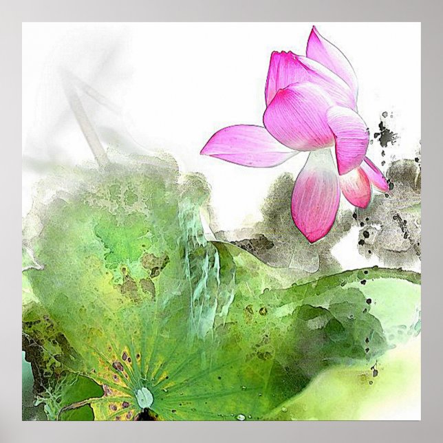 POND LOTUS l Chinese Brush Painting Art Poster (Front)