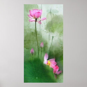 POND LOTUS l Chinese Brush Painting Art Poster