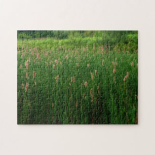 Pond Of Fluffy Cattails Orton Effect  Jigsaw Puzzle