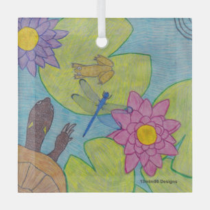 Pond Scene - Glass Ornament