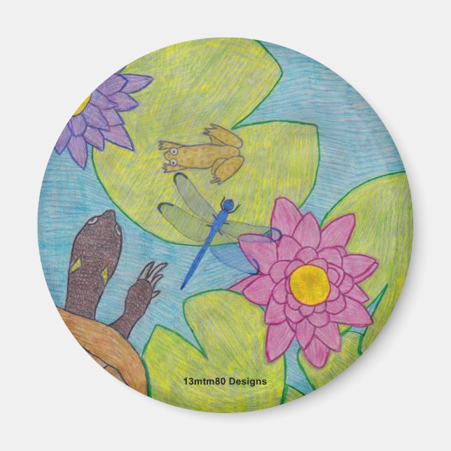 Pond Scene (round) - Magnet (Front)