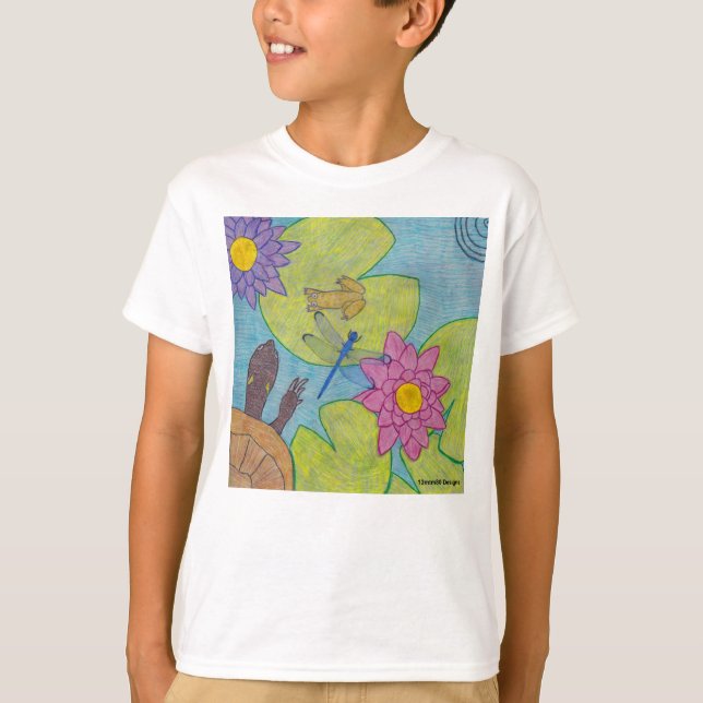 Pond Scene (white) - Boy's Basic T-Shirt (Front)