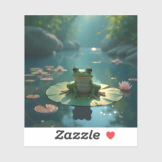Pond Sentinel – Frog Wildlife Art Square Vinyl