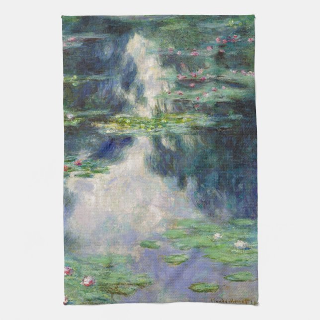 Pond with Water Lilies Monet Fine Art Tea Towel (Vertical)