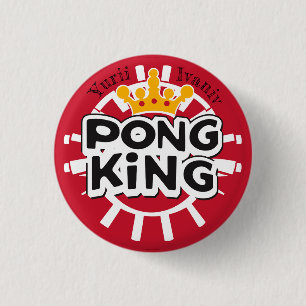 Pong King Red 3 Cm Round Badge